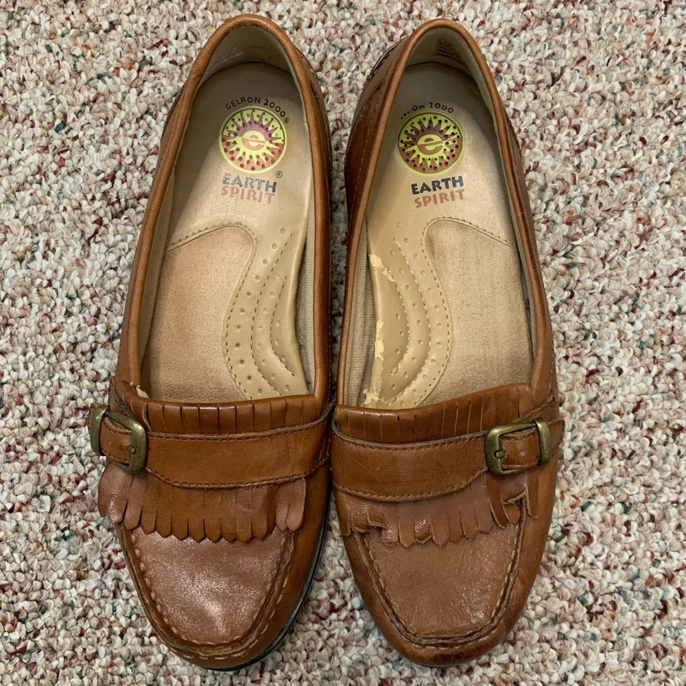 Earth Spirit Tan Leather Loafers